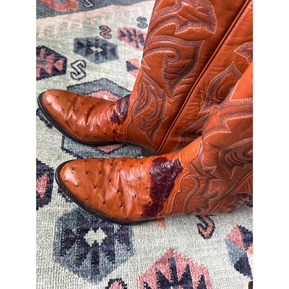 Tony Lama Full Quill Ostrich Cowboy Boots R12903L – Brown – Men’s 7 – Western - Picture 4 of 9